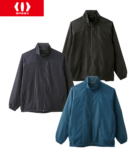 ~エンボス総柄プリントがされているスポーツジャケットは、裏トリコット仕様で暖かい。切替デザインもポイント!~【SPEEV】【アクティブスタイル】メンズ 撥水エンボスプリント切替裏トリコットブルゾンカラー:ブラック・ネイビー・グリーンサイズ:M・L・LL商品番号:53-003-050-01~09