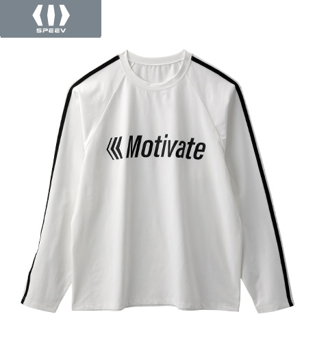 ~袖ラインがポイントのTシャツは、フロントロゴデザインで合わせやすい。~【SPEEV】【アクティブスタイル】メンズ 中空糸天竺 袖ライン使いTシャツカラー:ブラック・ホワイトサイズ:M・L商品番号:53-011-721-21~