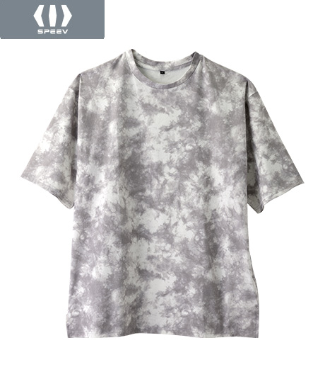 ~UVカット機能付き・軽量ストレッチのTシャツは、一枚で着てもインナーとして合わせてもサマになる!~【SPEEV】【アクティブスタイル】(UVカット・軽量ストレッチ)メンズ 総柄Tシャツカラー:グレータイダイ・ブルータイダイサイズ:M・L・LL商品番号:53-011-721-73~78