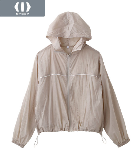～シアーがポイントのシャツジャケット～【ＳＰＥＥＶ】【スポーツカジュアル】レディース　フード付きシアージャケットカラー：グレーサイズ：M/L商品番号：03-005-105-01～