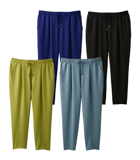 ～ゆとりのあるお腹とヒップでストレスフリー、さらっとした肌触りと履き心地～【大きなサイズ】レディースすっきりメイクテーパードパンツサイズ：2L・3L・4L商品番号：07-131-805-61～