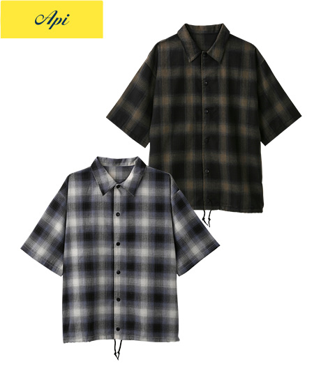 ~人気のオンブレチェック柄~【Api】【トレンドスタイル】メンズチェック柄コーチシャツサイズ:M・L商品番号:51-201-109-01~