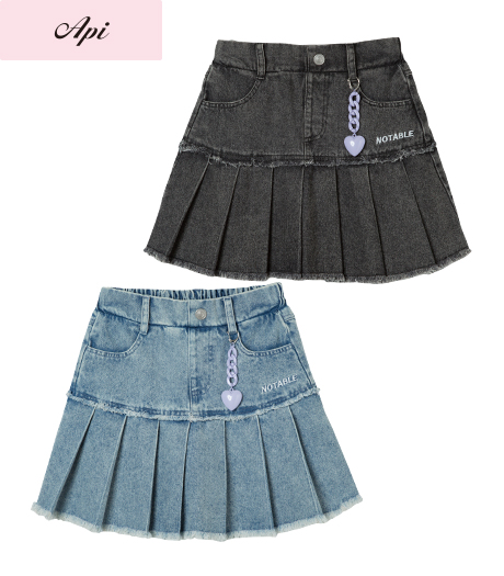 ～雑誌Ｃｕｕｇａｌモデルが着るトレンドコーデ～【Ａｐｉ】【トレンドスタイル】ガールズスカートカラー：ライトブルーブラックサイズ：120・130㎝商品番号：62-708-328-01～04