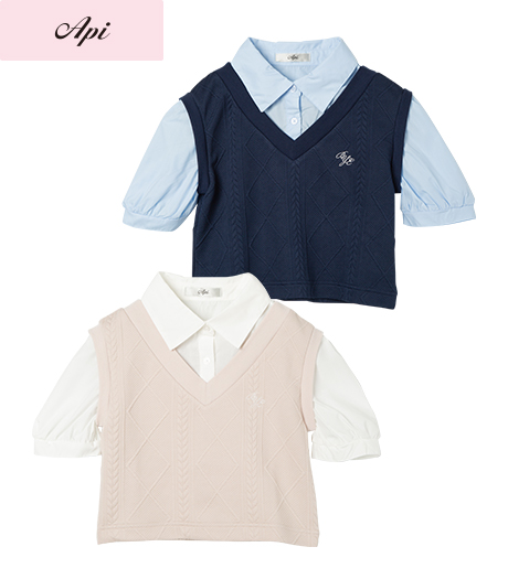 ～雑誌Ｃｕｕｇａｌモデルが着るトレンドコーデ～【Ａｐｉ】【トレンドスタイル】ガールズプルオーバーカラー：ネイビーベージュサイズ：140・150・160㎝商品番号：62-523-327-41～46