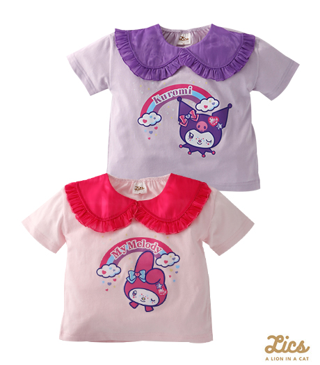 ～ママインフルエンサープロデュースブランド【ＬＩＣＳ】からサンリオコラボアイテム登場！！～【ＬＩＣＳ】【サンリオキャラクターズ】ベビー女の子襟付きＴシャツサイズ：90・100㎝商品番号：63-572-108-01～06