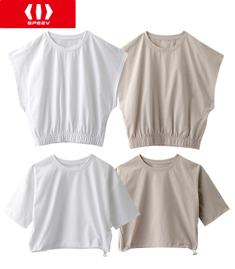 ～綿のような風合いで速乾性に優れた素材『ＳＰＥＥＤＲＹ®』を使用。使いやすいゆったりとしたデザイン～【ＳＰＥＥＶ】【アクティブスタイル】（ＳＰＥＥＤＲＹ®）レディーススポーツトップスサイズ：M・Ｌ商品番号：72-522-334-21～72-522-334-41～