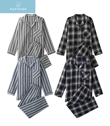 ～肌ざわりを更に良くしました。制菌加工で清潔に～【ＳＵＦＦＵＳＥ】【今風カジュアル】（綿１００％）メンズこだわりシャツパジャマプレミアムサイズ：M・L商品番号：74-511-041-01～74-511-041-21～