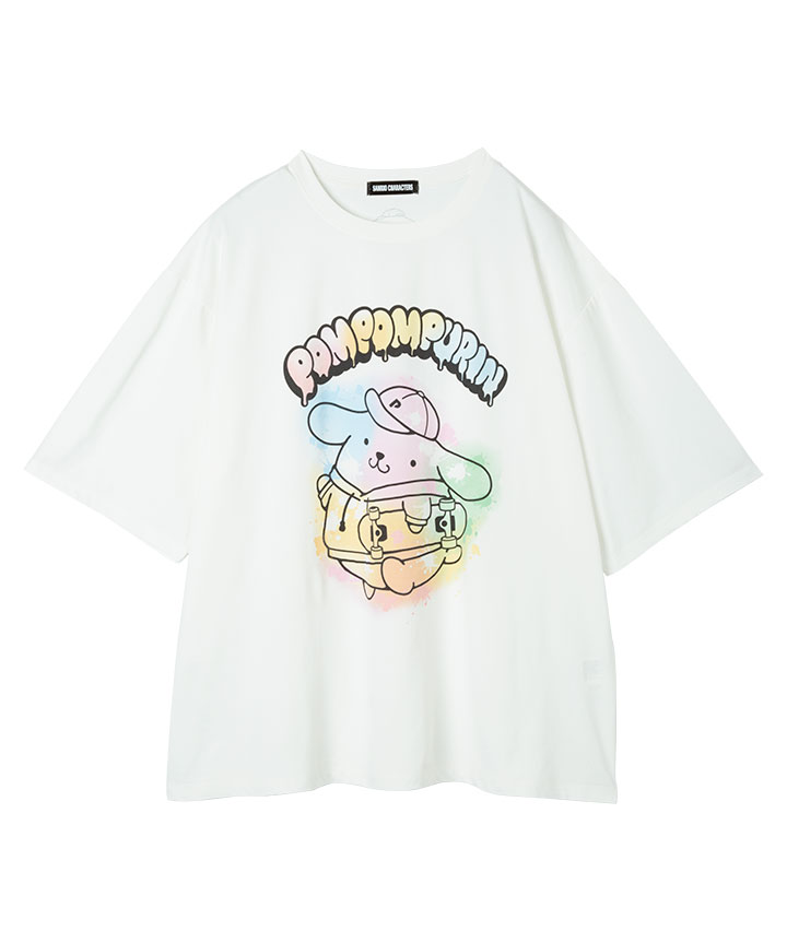 【サンリオキャラクターズ】(ポムポムプリン)(UVカット・軽量ストレッチ)メンズプリントTシャツ商品番号:53-001-327-21~