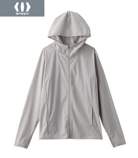 ~初夏も快適なサンブロックパーカー~【SPEEV】【アクティブスタイル】レディースサンブロックパーカーUVカット/接触冷感カラー:ブラックチャコールグレーサイズ:M/L/LL商品番号:03-005-102-41~