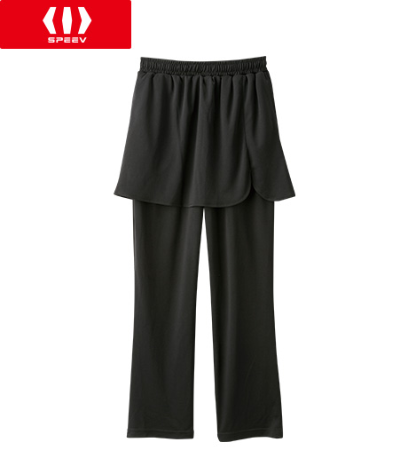 ~スタイリングに変化を出せる便利アイテム~【SPEEV】【アクティブスタイル】レディーススカート付きパンツカラー:ブラックサイズ:M/L/LL商品番号:03-002-331-01~