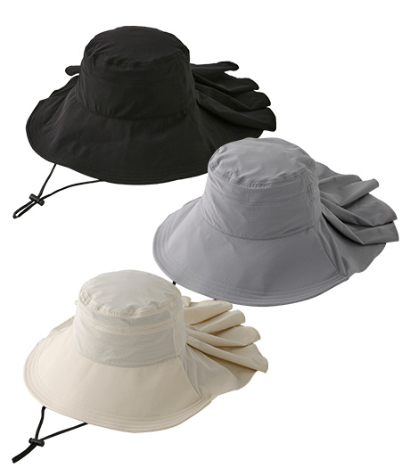 ～冷感＆ＵＶ対策～レディースたれ付きハット商品番号：33-551-439-41～43