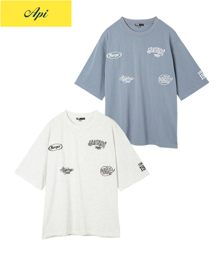 ～遊び心ある飛び柄刺繍がアクセント～【Ａｐｉ】【トレンドスタイル】メンズ飛び柄刺繍Ｔシャツサイズ：M・L商品番号：51-201-046-21～