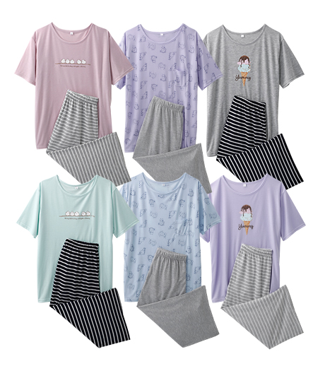 ~高機能なのにお値打ち価格。パシオスおすすめ夏のひんやりパジャマ~(制菌)(抗菌防臭)(吸水速乾)(接触冷感)レディースひんやりパジャマサイズ:M・L商品番号:74-582-443-01~08・21~28・41~46