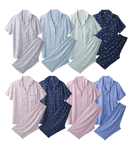 ~夏のおすすめひんやりパジャマ~【COOL】レディースシャツパジャマサイズ:M・L商品番号:74-581-630-01~0674-581-631-01~0674-581-632-01~0674-581-633-01~06