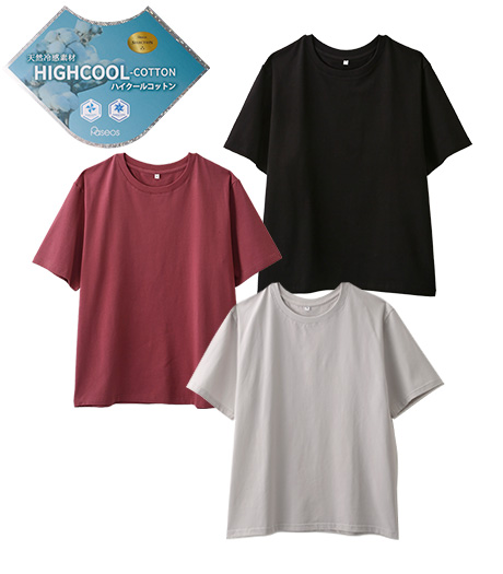 ~天然冷感素材~【大きなサイズ】【ハイクールコットン】レディースTシャツサイズ:3L・4L商品番号:07-021-595-61~