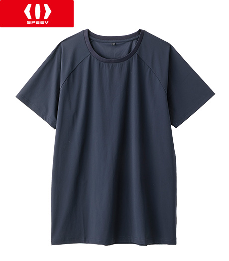 ～冷感・ストレッチ・ＵＶカット機能が付いたＴシャツです。ひんやり触感なので快適に着用していただけます。～【ＳＰＥＥＶ】【アクティブスタイル】（冷感・ストレッチ・ＵＶカット）ナイロンストレッチラグランＴシャツカラー：ブルー・ネイビー・ブラックサイズ：M・L・LL商品番号：53-001-822-01～