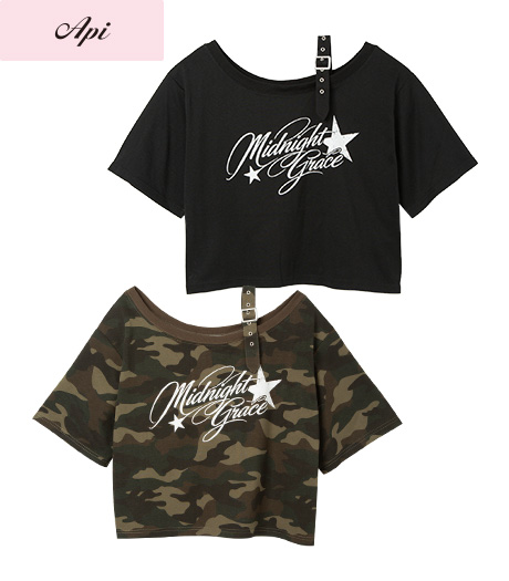 ～肩ベルトがアクセントのワンショルトップス～【Ａｐｉ】【トレンドスタイル】レディース肩ベルトＴシャツ商品番号：41-101-636-61～64