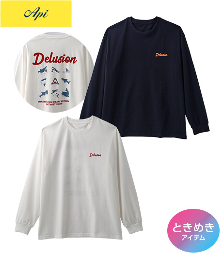 ~サメのグラフィックが目を引くバックプリント~【Api】【トレンドスタイル】メンズサメ9版Tシャツサイズ:M・L商品番号:51-201-057-01
